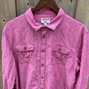 True Religion Long Sleeve Utility Shirt XXL Pink